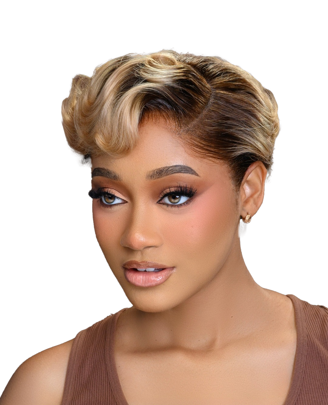 MINI FRONTAL BLACK CURLY PIXIE